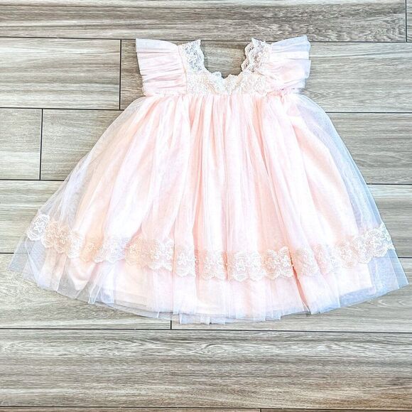 Marie Nicole Pink Tulle Ruffle Lace Dress Size 3Y - Picture 3 of 7